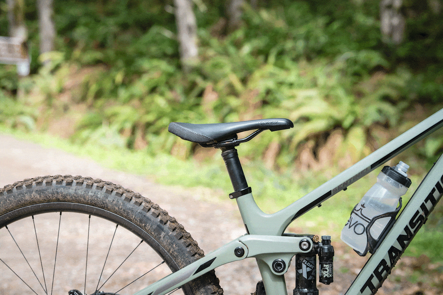 Mountain Bike Dropper Post in Both Up and Down Positions